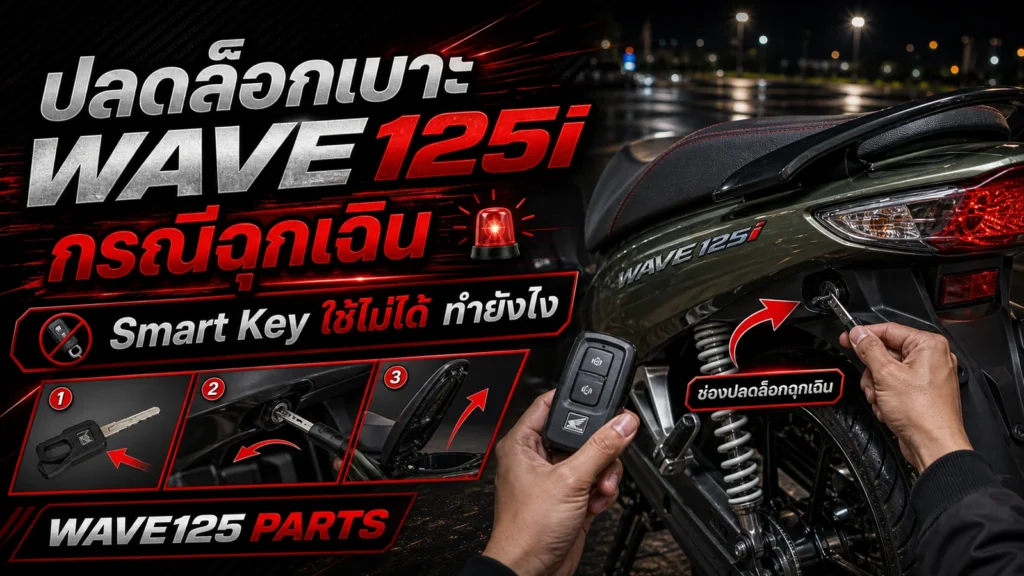 ปลดล็อกเบาะ Wave 125i กรณีฉุกเฉิน ทำยังไงเมื่อ Smart Key ใช้งานไม่ได้