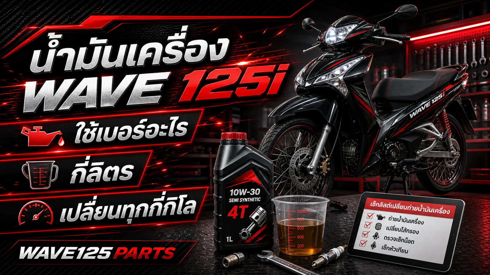น้ำมันเครื่อง Wave 125i ใช้เบอร์อะไร กี่ลิตร เปลี่ยนทุกกี่กิโล