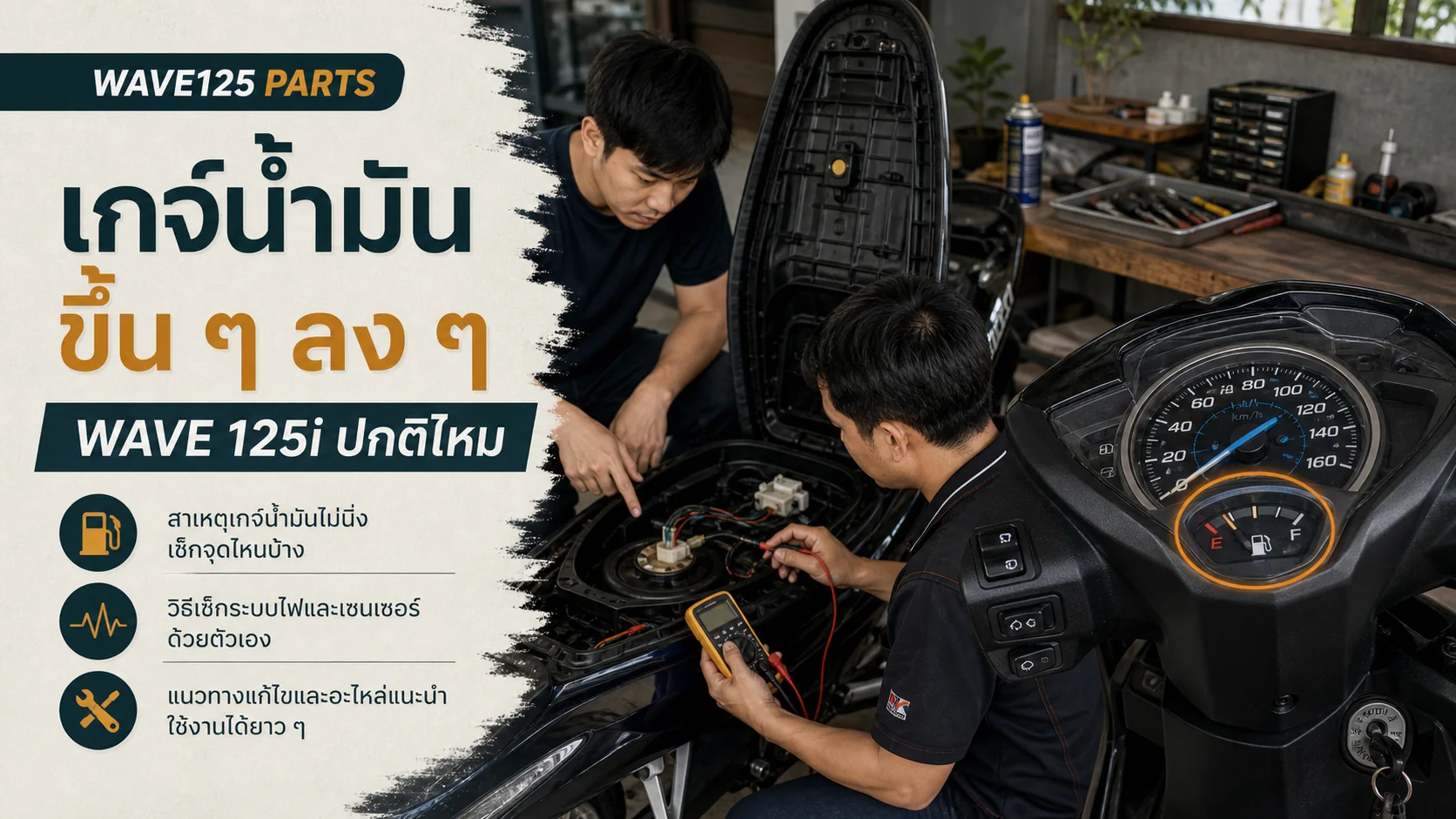 Wave 125i เกจ์น้ำมันขึ้น ๆ ลง ๆ