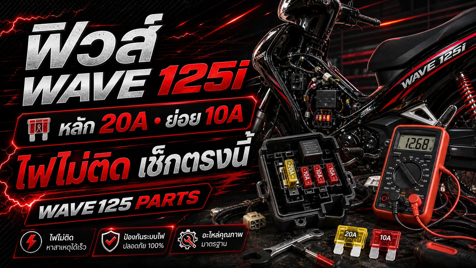 ฟิวส์ Wave 125i ฟิวส์หลัก 20A ฟิวส์ย่อย 10A