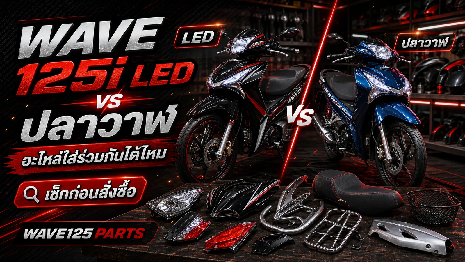 Wave 125i LED กับปลาวาฬ ใส่อะไหล่ร่วมกันได้ไหม