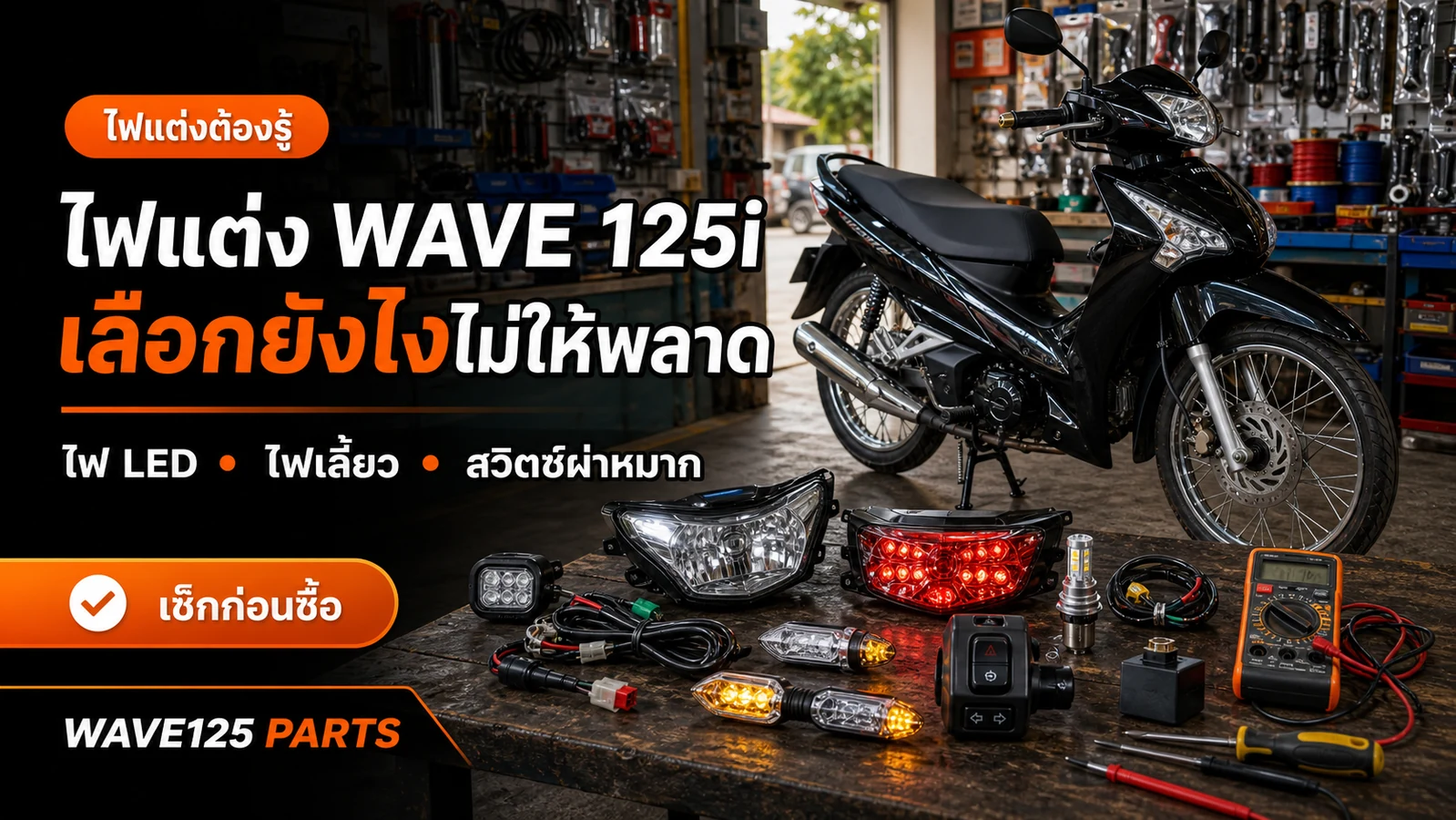ไฟแต่ง Honda Wave 125i ไฟ LED ไฟเลี้ยว สวิตช์ผ่าหมาก เลือกยังไงไม่ให้พลาด