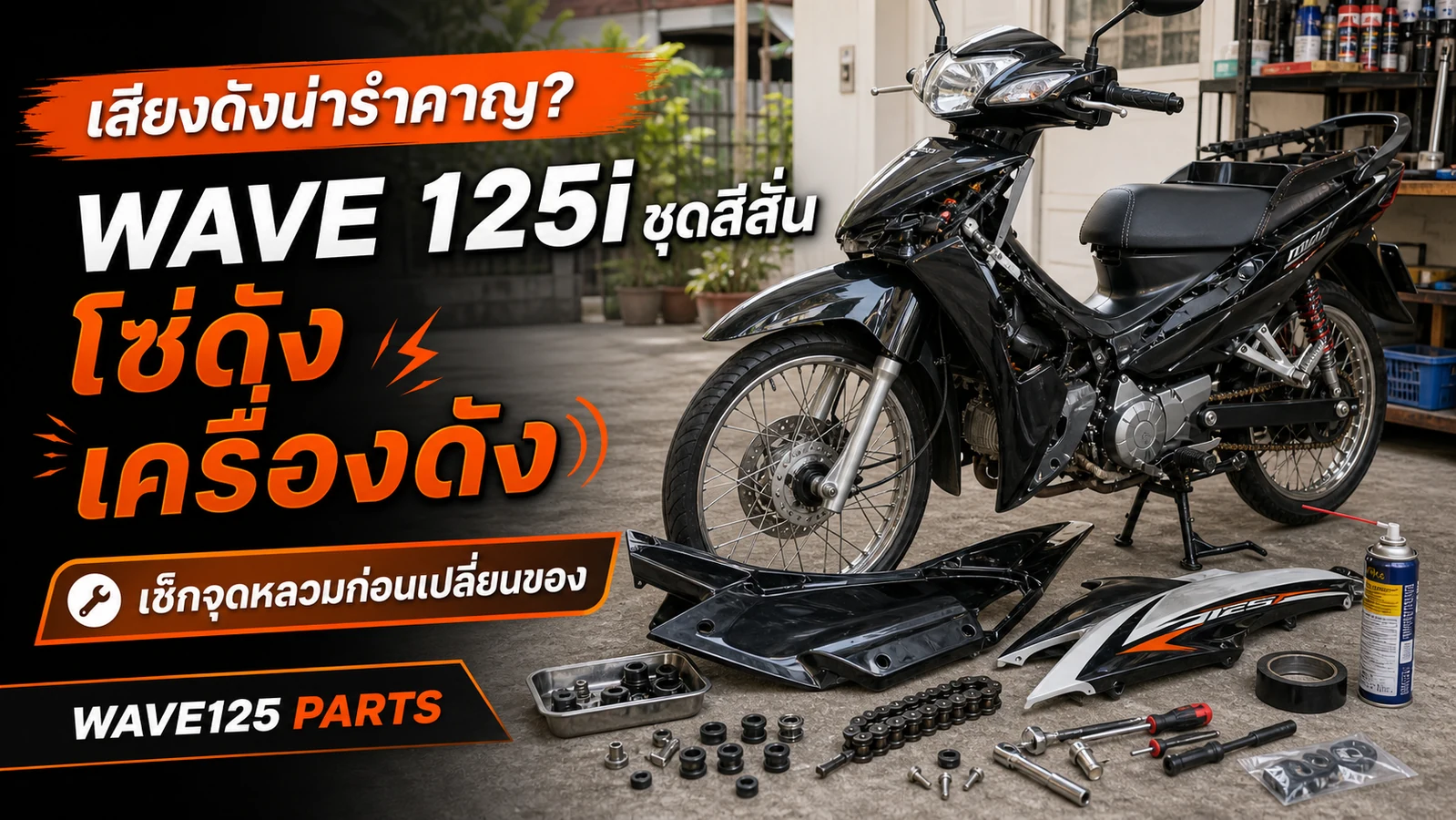 Wave 125i เสียงดัง ชุดสีสั่น โซ่ดัง เครื่องดัง เกิดจากอะไร
