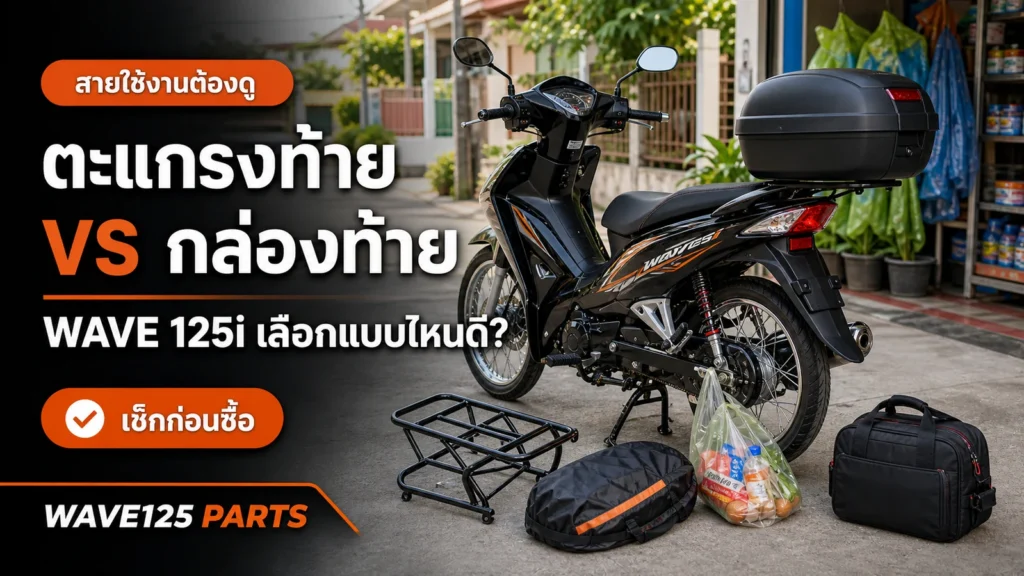 ตะแกรงท้ายกับกล่องท้าย Honda Wave 125i เลือกแบบไหนดี