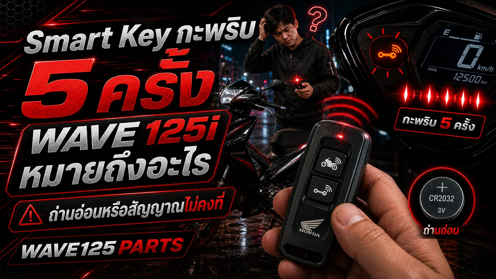 Honda Smart Key Wave 125i กะพริบ 5 ครั้ง