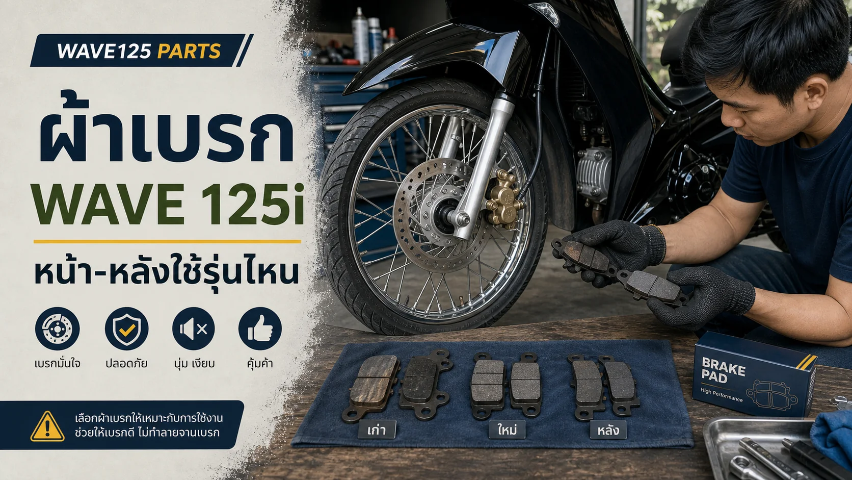 ผ้าเบรก Wave 125i หน้า-หลัง