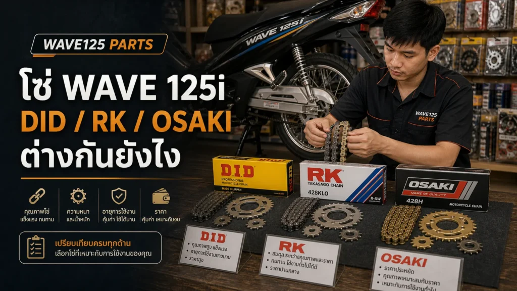 โซ่ Wave 125i DID / RK / OSAKI ต่างกันยังไง เลือกแบบไหนดี
