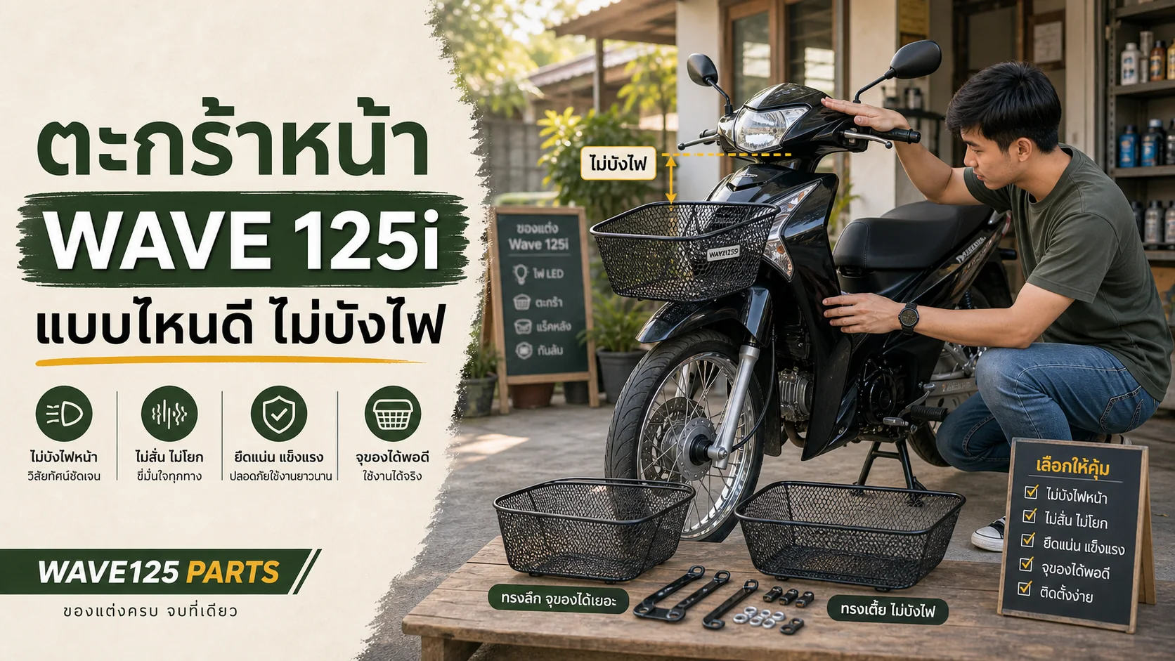 ตะกร้าหน้า Wave 125i แบบไหนดี