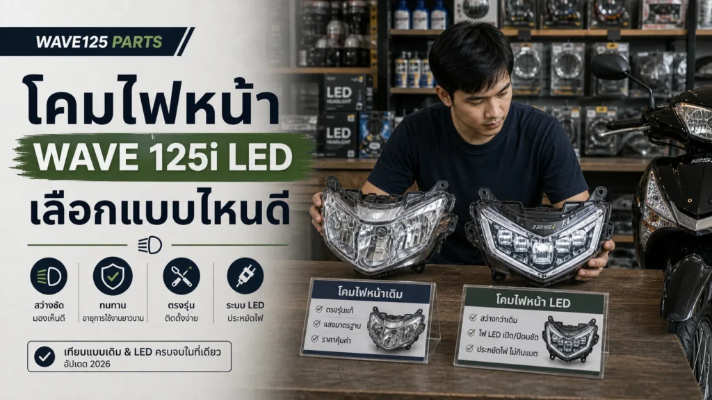 โคมไฟหน้า Wave 125i LED เลือกแบบไหนดี เปลี่ยนทั้งชุดคุ้มไหม