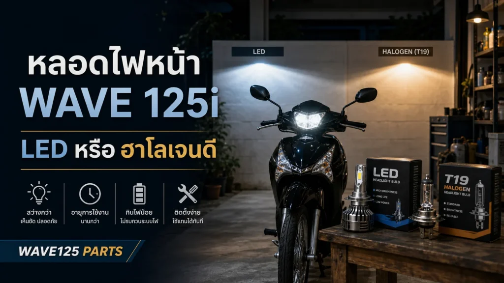 หลอดไฟหน้า Wave 125i ใช้เบอร์อะไร LED/Halogen เลือกแบบไหนดี