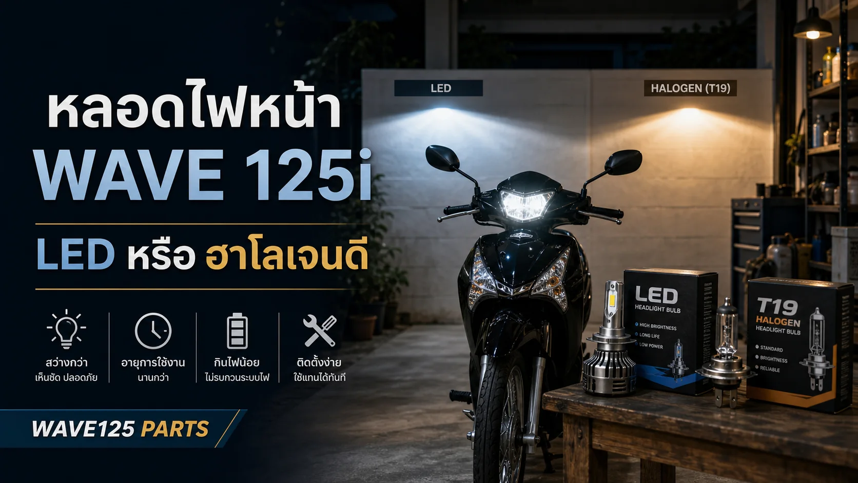 หลอดไฟหน้า Wave 125i LED/Halogen