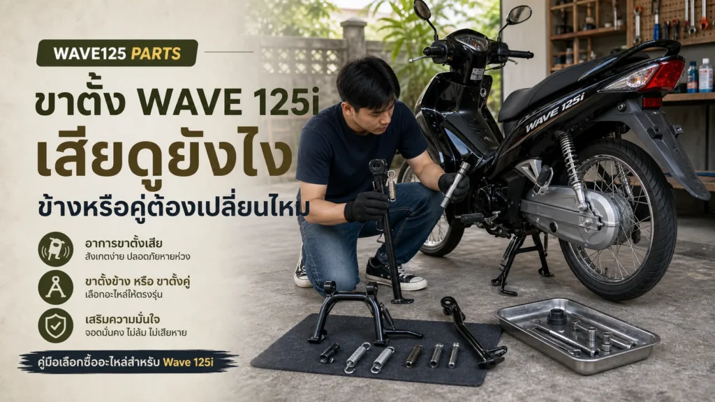 ขาตั้งข้าง/ขาตั้งคู่ Wave 125i เสีย อาการเป็นยังไง
