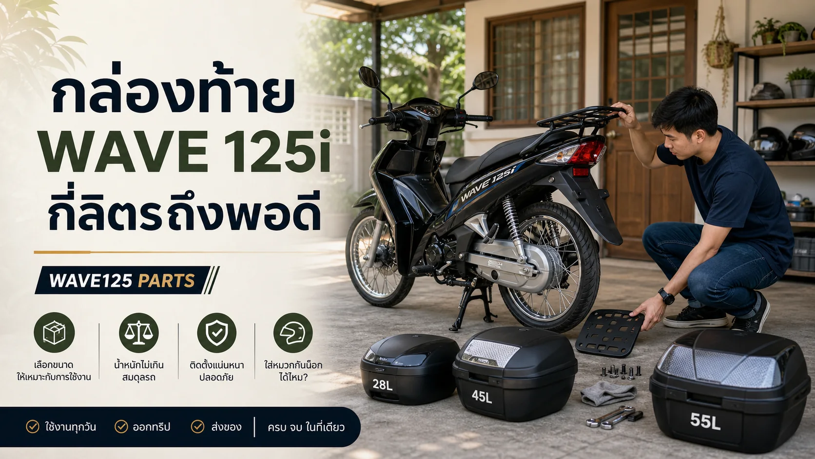 กล่องท้าย Wave 125i กี่ลิตรถึงพอดี