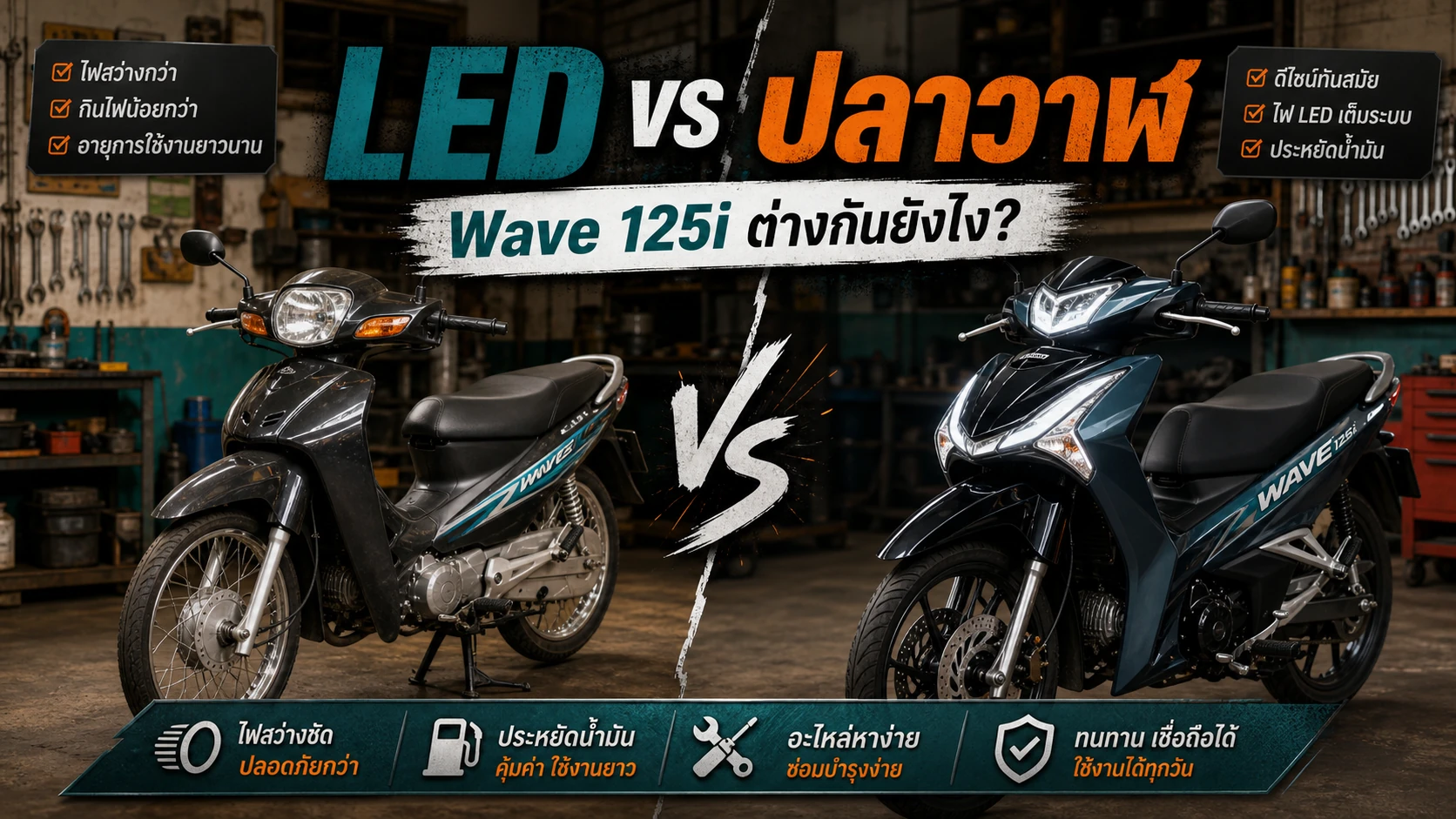 Wave 125i LED กับปลาวาฬต่างกันยังไง