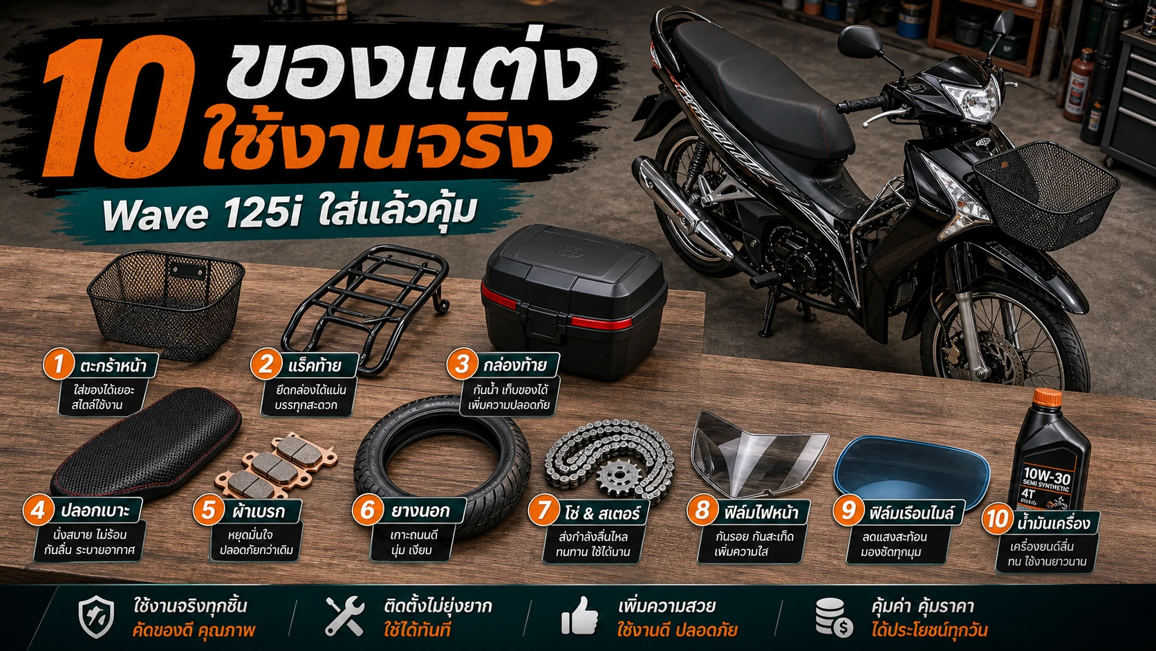 10 ของแต่ง Wave 125i ใช้งานจริง