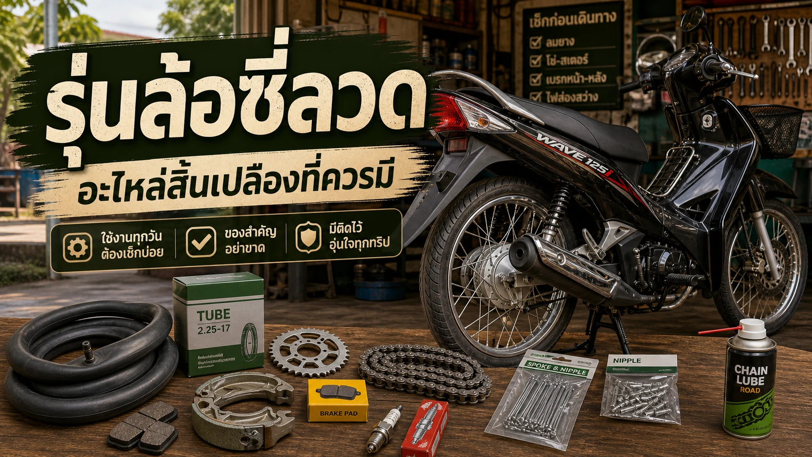 Wave 125i รุ่นล้อซี่ลวด อะไหล่สิ้นเปลือง