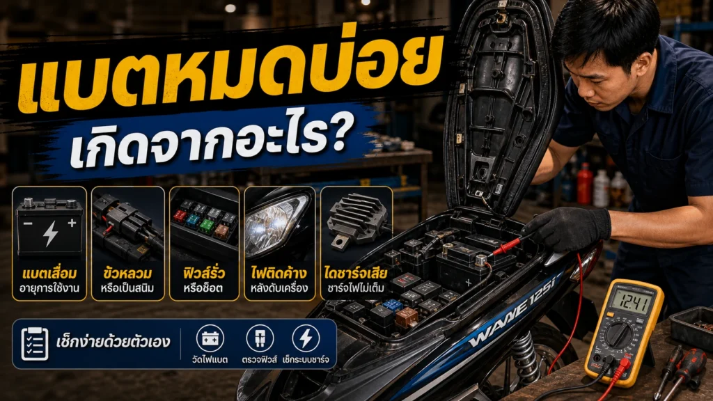 Wave 125i แบตหมดบ่อย เกิดจากอะไร