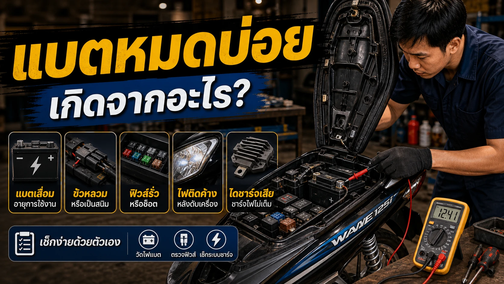 Wave 125i แบตหมดบ่อย เกิดจากอะไร