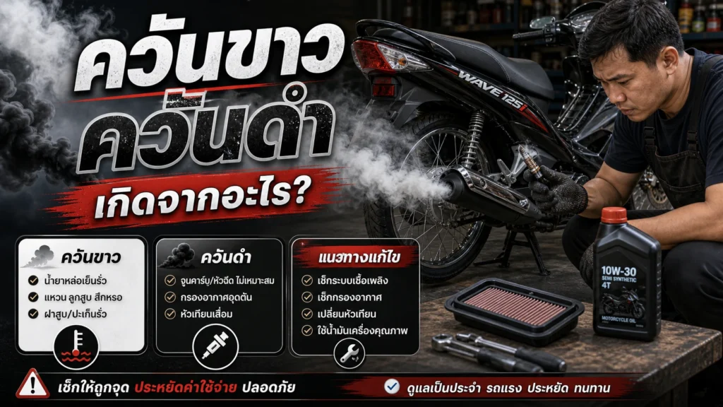 Wave 125i ควันขาว ควันดำ เกิดจากอะไร