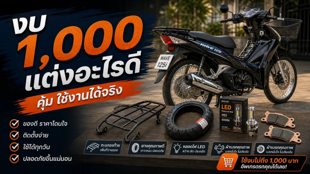 งบ 1,000 แต่ง Wave 125i อะไรดี ให้คุ้มทั้งสวยและใช้งาน