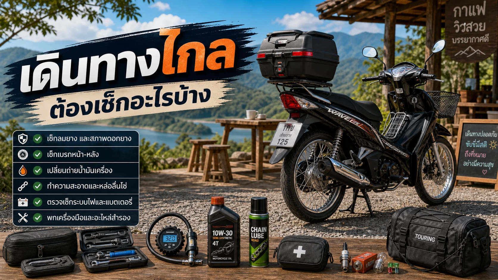 Wave 125i เดินทางไกล ต้องเช็กอะไรบ้างก่อนออกทริป
