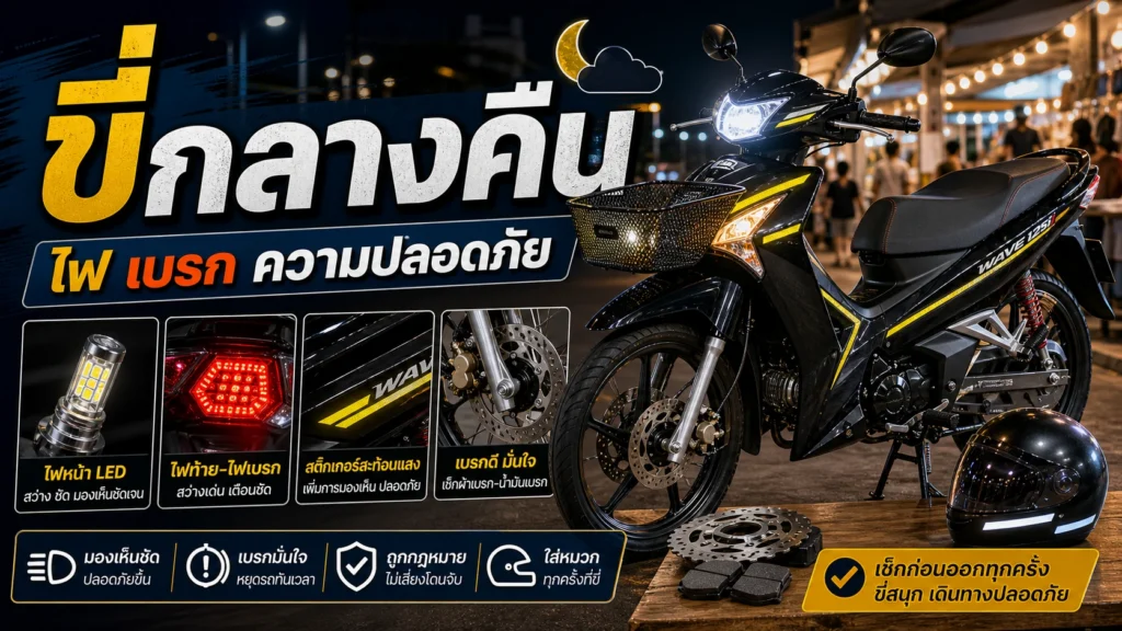 Wave 125i ขี่กลางคืน ควรแต่งไฟ เบรก และความปลอดภัยยังไง