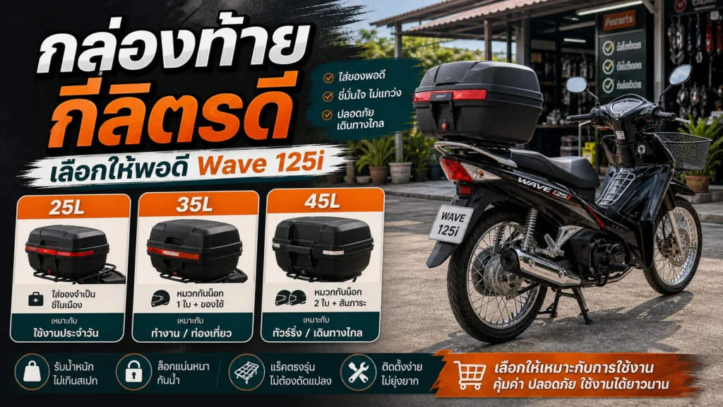 กล่องท้าย Wave 125i กี่ลิตรดี เลือกให้พอดีกับการใช้งาน