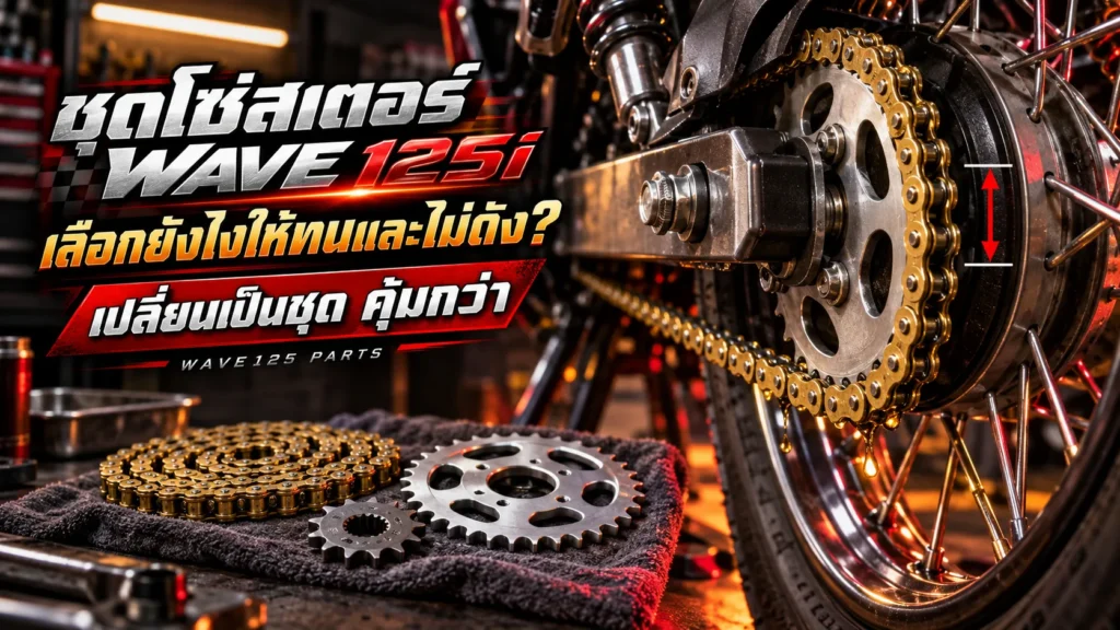 ชุดโซ่สเตอร์ Wave 125i เลือกยังไงให้ทนและไม่ดัง เปลี่ยนเป็นชุดคุ้มกว่า