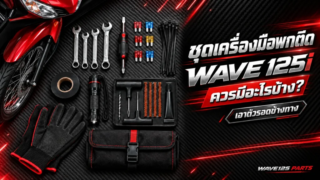 ชุดเครื่องมือพกติด Wave 125i ควรมีอะไรบ้าง ประแจ ไขควง ฟิวส์สำรอง สายรัด ชุดปะยาง
