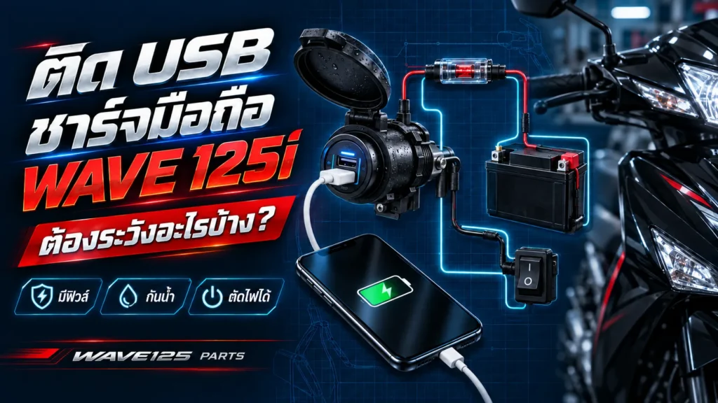 ติด USB ชาร์จมือถือ Wave 125i ต้องระวังอะไรบ้าง มีฟิวส์ กันน้ำ ตัดไฟได้